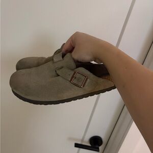 Birkenstock Tan Suede Clogs